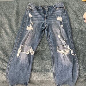 Levi's Blue Distressed Straight Leg Jeans